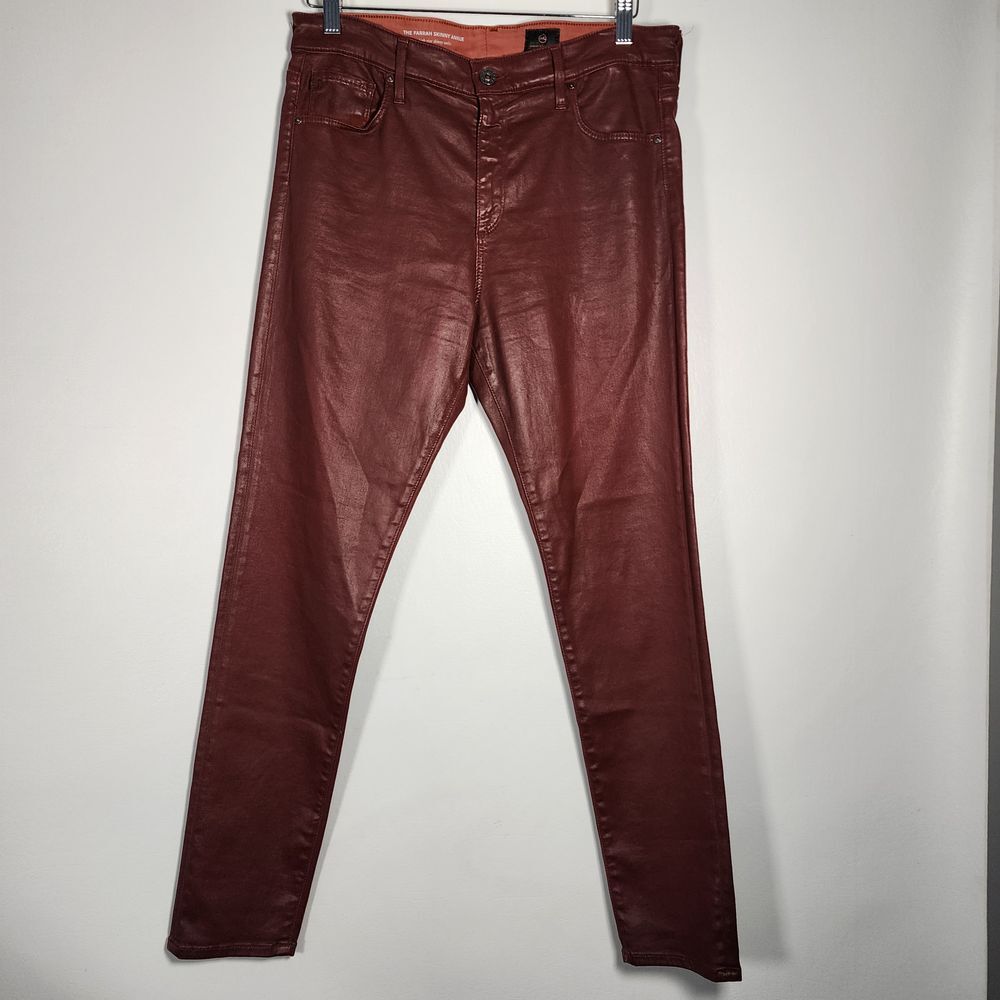 AG Adriano Goldschmied Farrah‎ Skinny Ankle red waxed pants womens size 32 R